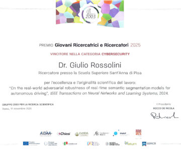 Giulio Rossolini Wins the 2025 “Premio Giovani Ricercatrici e Ricercatori” in Cybersecurity ( Gruppo 2003)